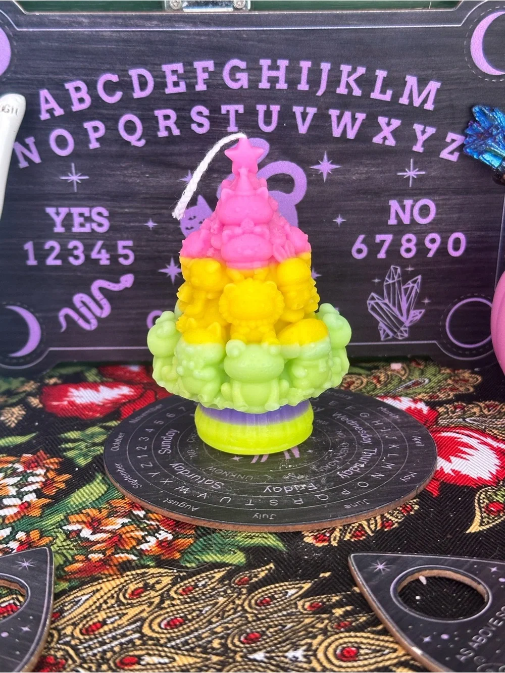 Kawaii Rainbow Critter Tree Candle